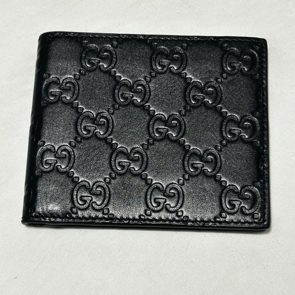 Gucci GG Emblem Black Leather Wallet